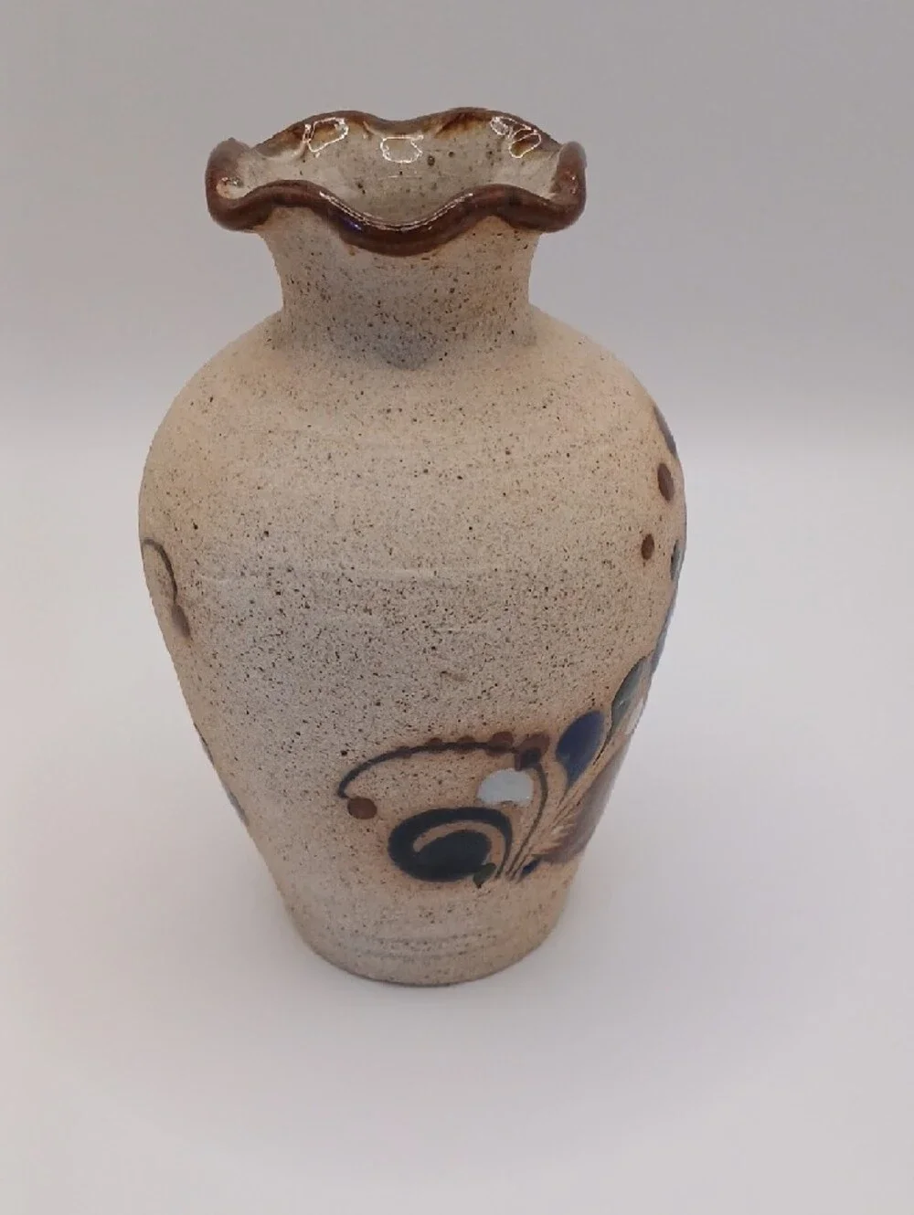 Tonala Hand-painted Floral Pottery Vase 5.5